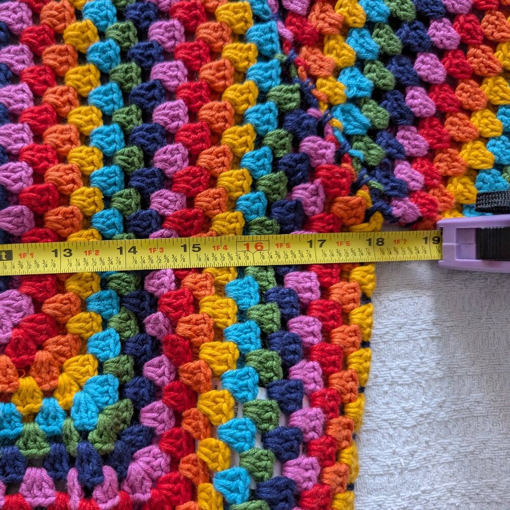 FARM Rio Multicolor Crochet Square Sweater with Navy Trim - Picture 3 of 6